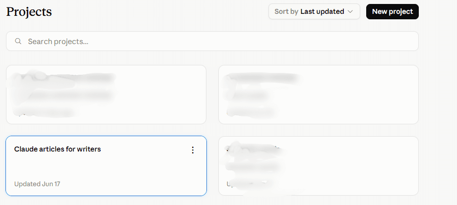 Claude Projects knowledge base setup for writers showing writing samples and custom instructions